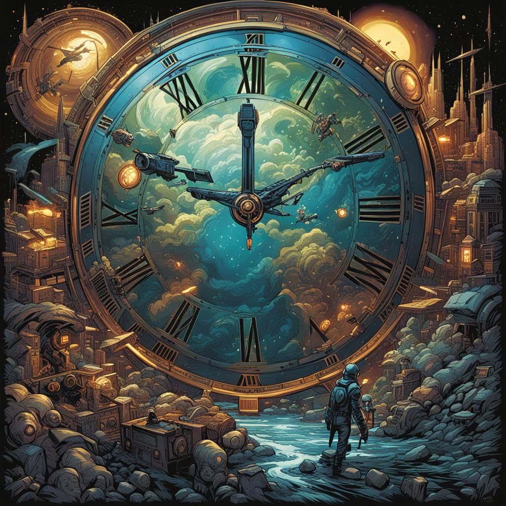 Time as Comic Book Art Illustration