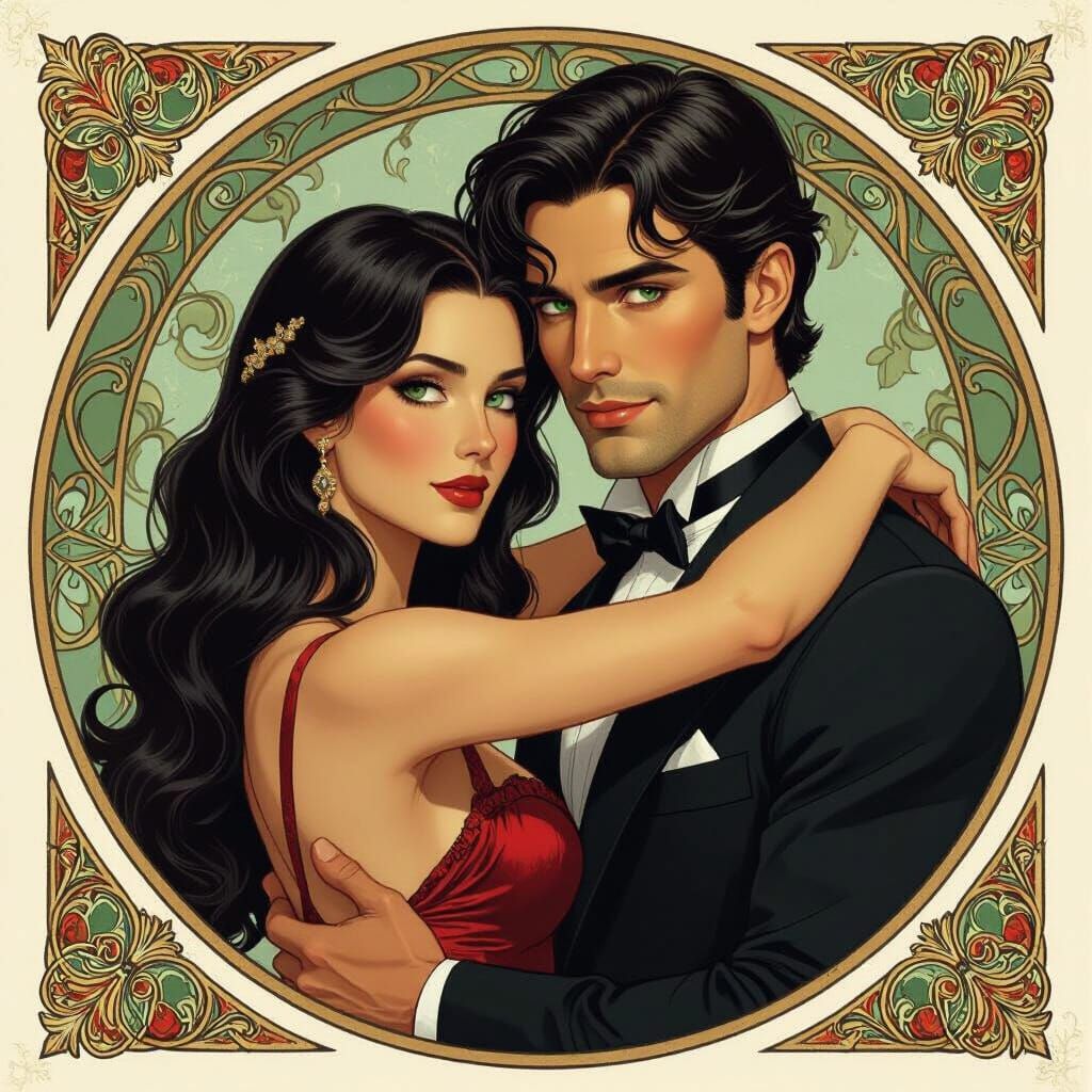 Elegant Couple in Art Nouveau Style