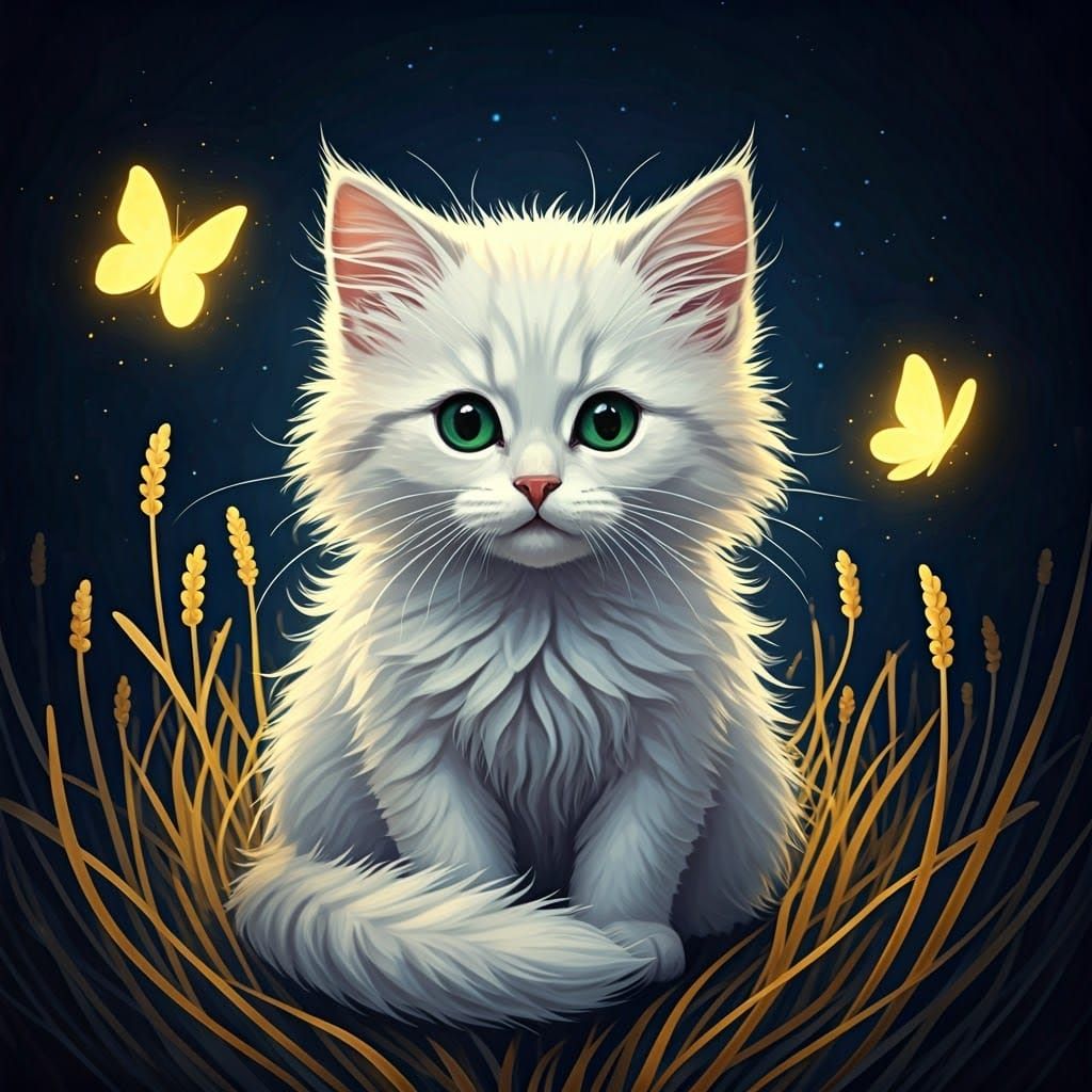 Surreal Whimsy in a Dark Starry Night Scene