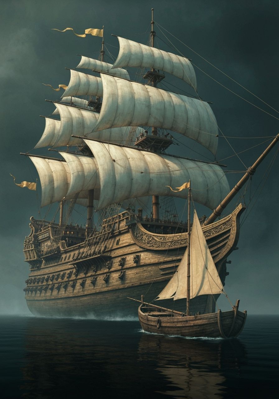 Colossal City Ship Meets Humble Fishing Boat