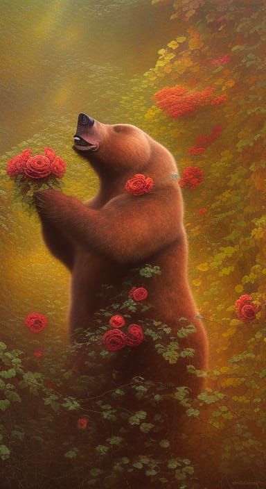Bear and Roses