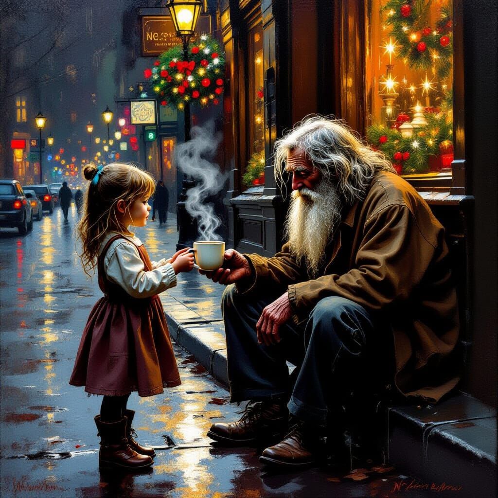 Kindness Offered: Girl Gives Hot Chocolate to Homeless Man