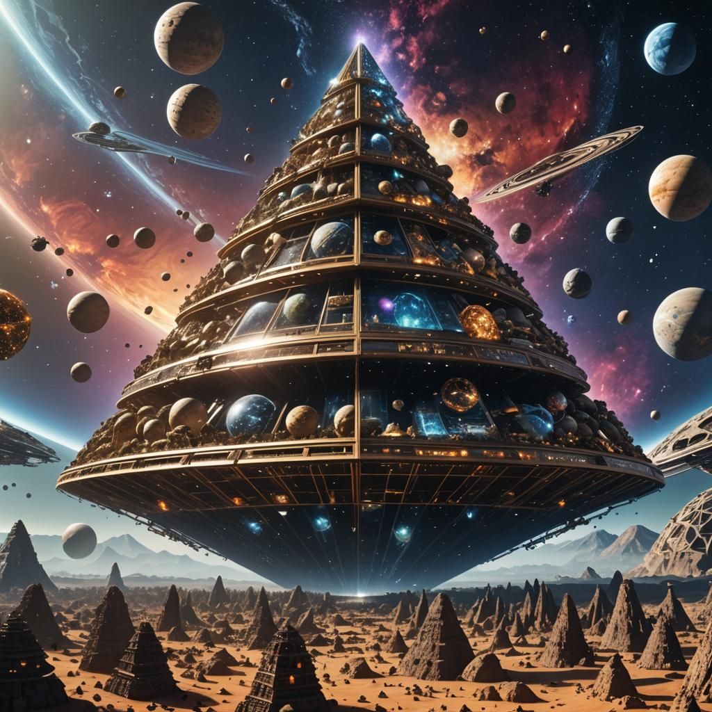 Extraterrestrial Pyramid Construction in Space