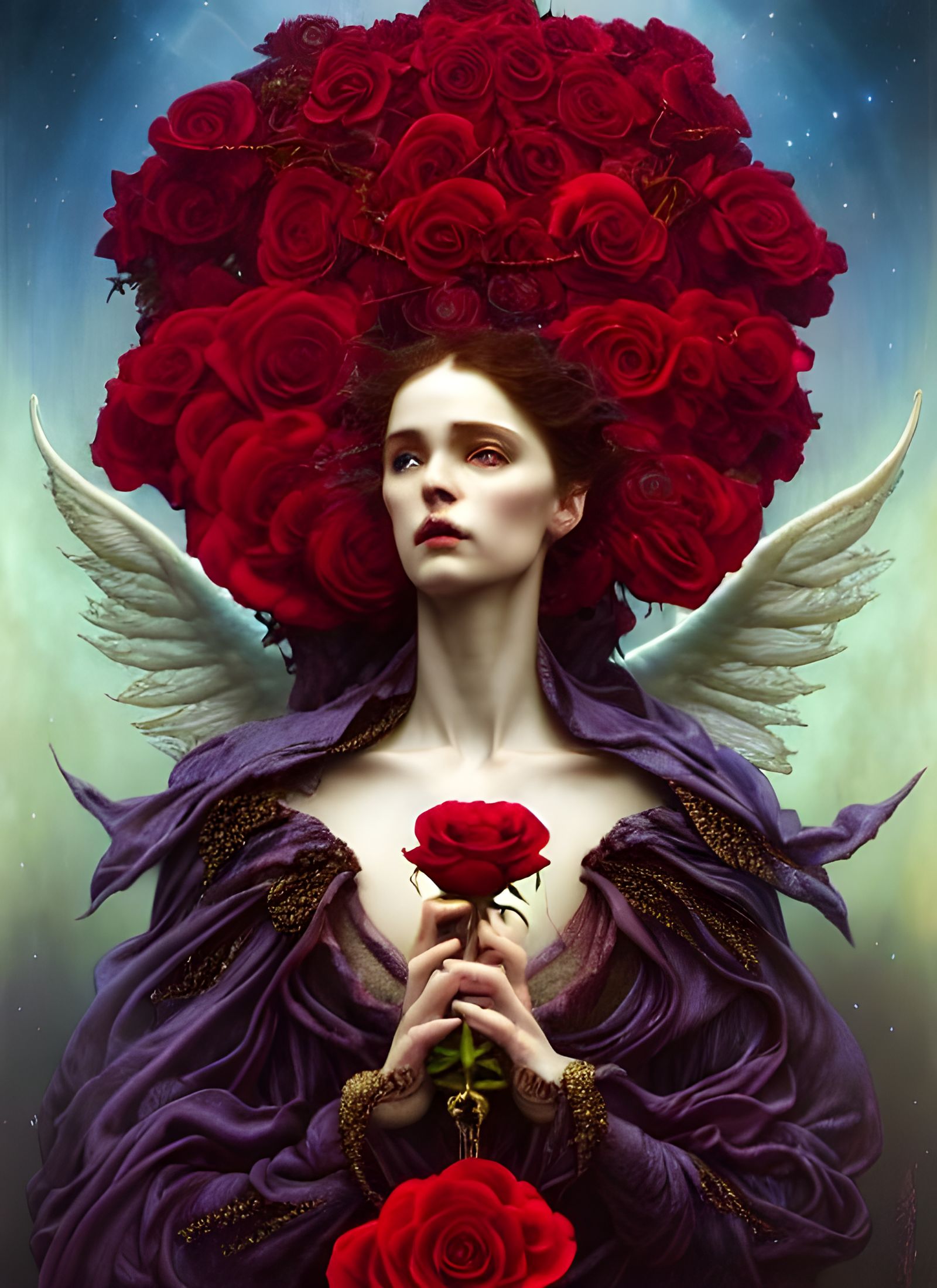 Angel of The Red Rose: Decadent Art Nouveau