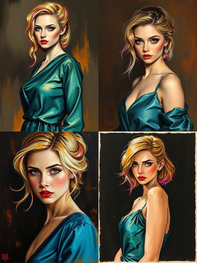 Pin-Up Woman in Amber Light with Folk Warmth