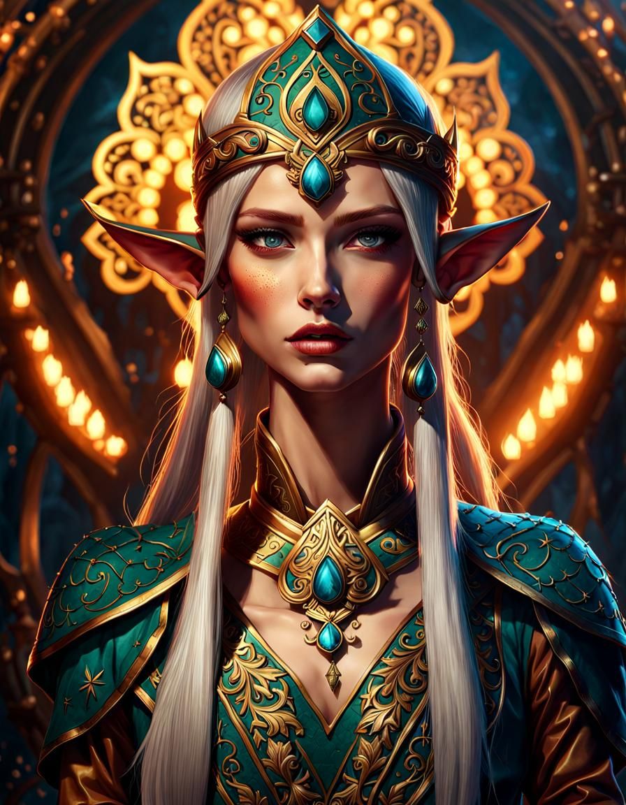 Elaborate Elf Portrait in Dark Fantasy Style