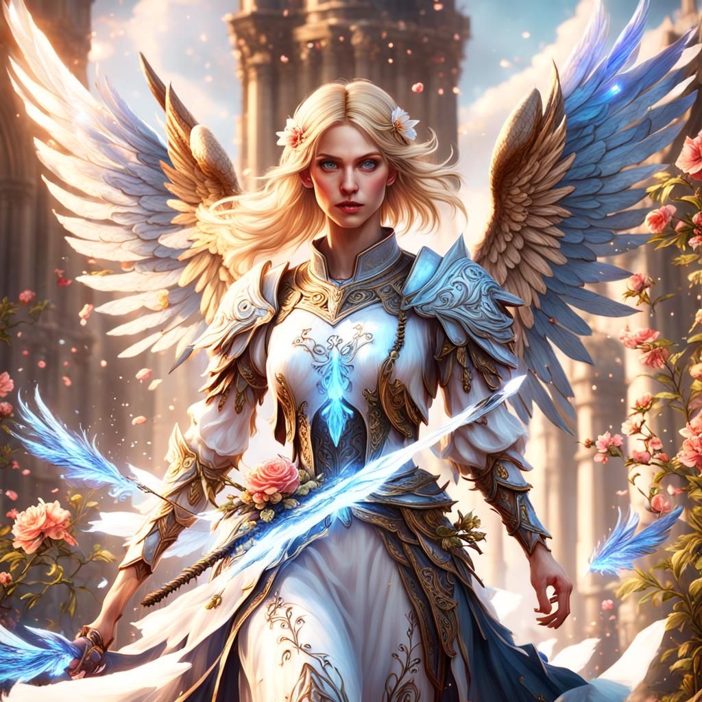 Beautiful Angel with Delicate Wings in Detailed Digital Art