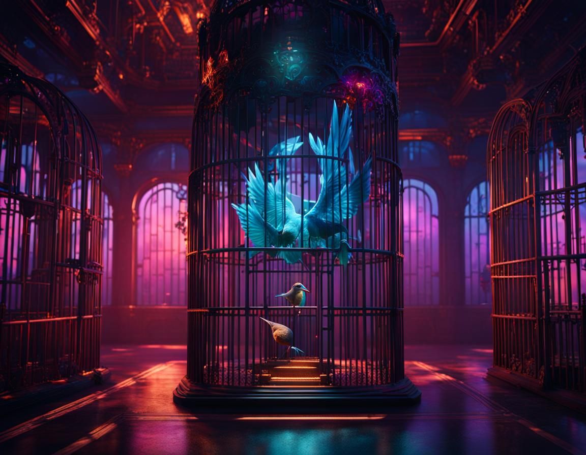 Dark Academia Chamber with Caged Bird