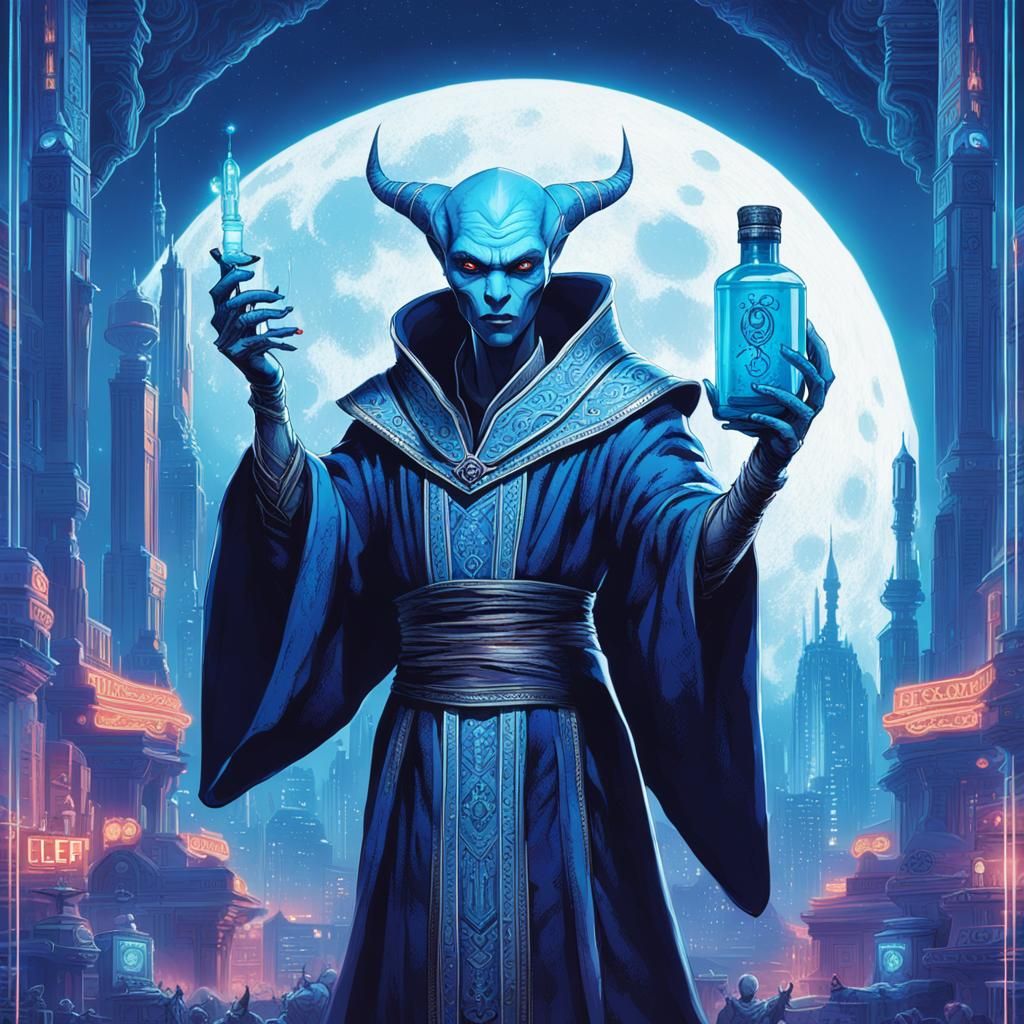 Wicked Moon: Cyberpunk Alien Elf Poster