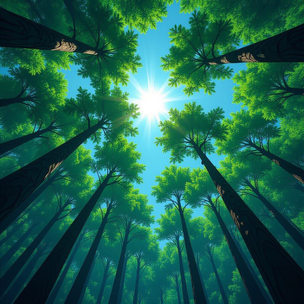 Lush Forest Canopy in Sunlight: Unreal Engine 5