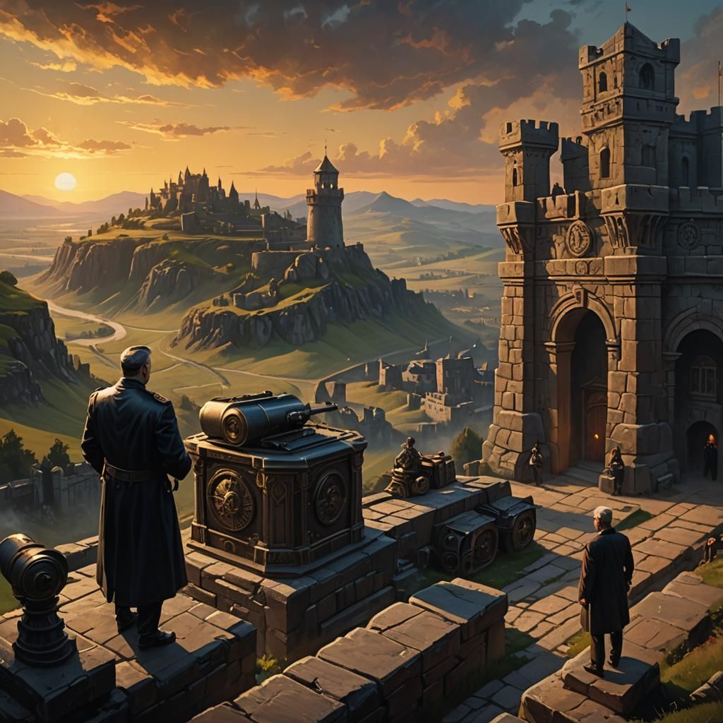 Speaker at Podium with Tank: Dramatic Concept Art