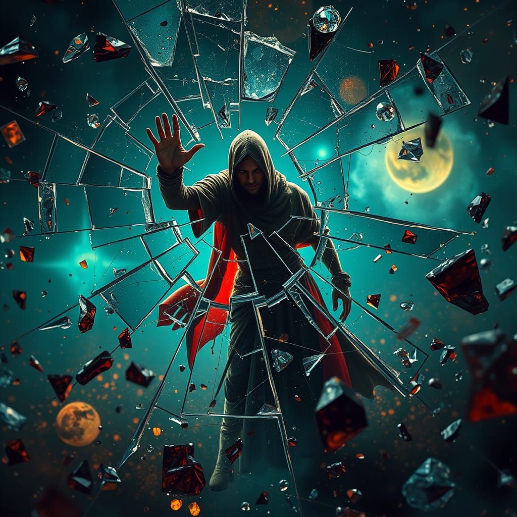 Figure Throws Cracked Glass in Fantastical, Matte Painting S...