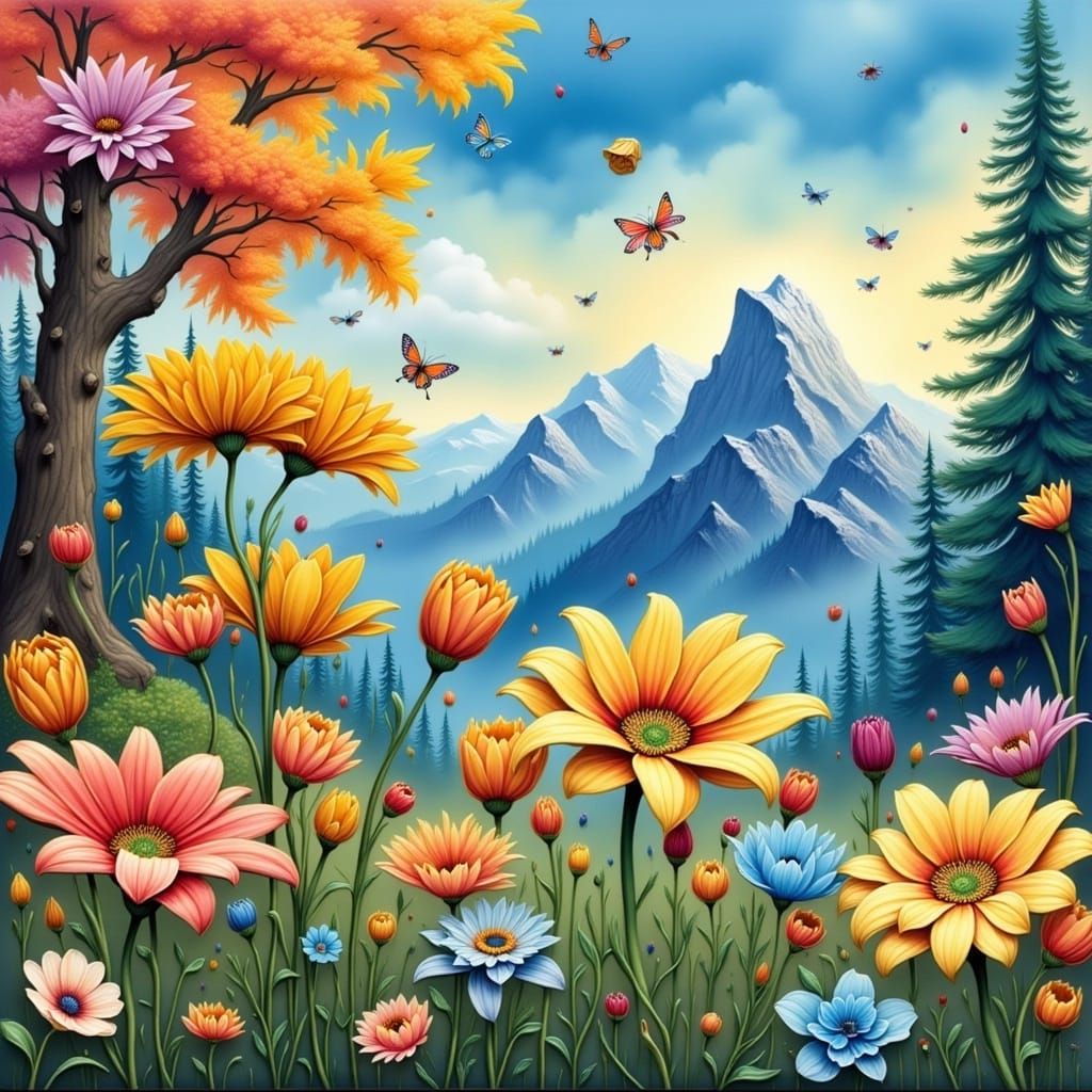 Metallic Blossoms with Vibrant Gemstone Colors