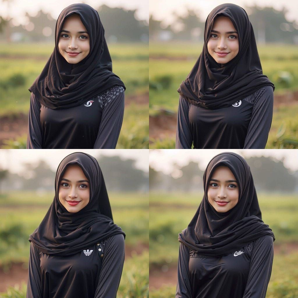 A Young Javanese Muslim Girl in Traditional Attire Smiling w...