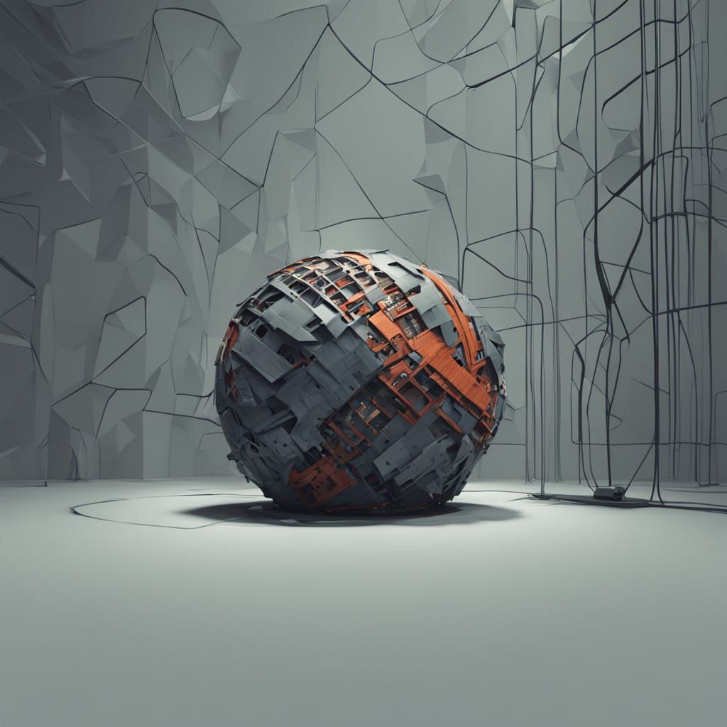 Dynamic Futuristic Sculpture in Cyberpunk Style