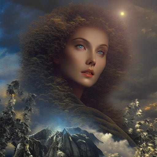 Elegant Portrait in Enchanted Forest: Digital Renaissance Ar...
