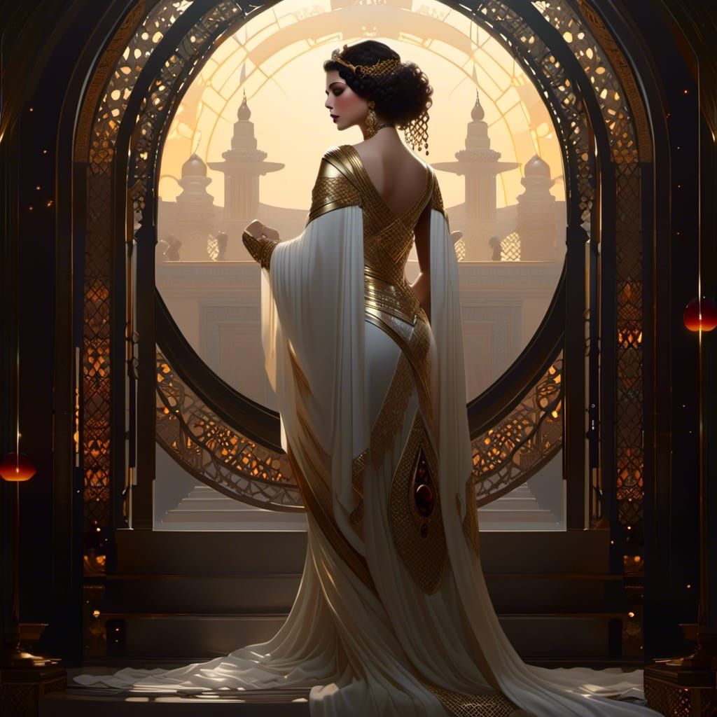 Divine Goddess Portrait in Pre-Raphaelite Style