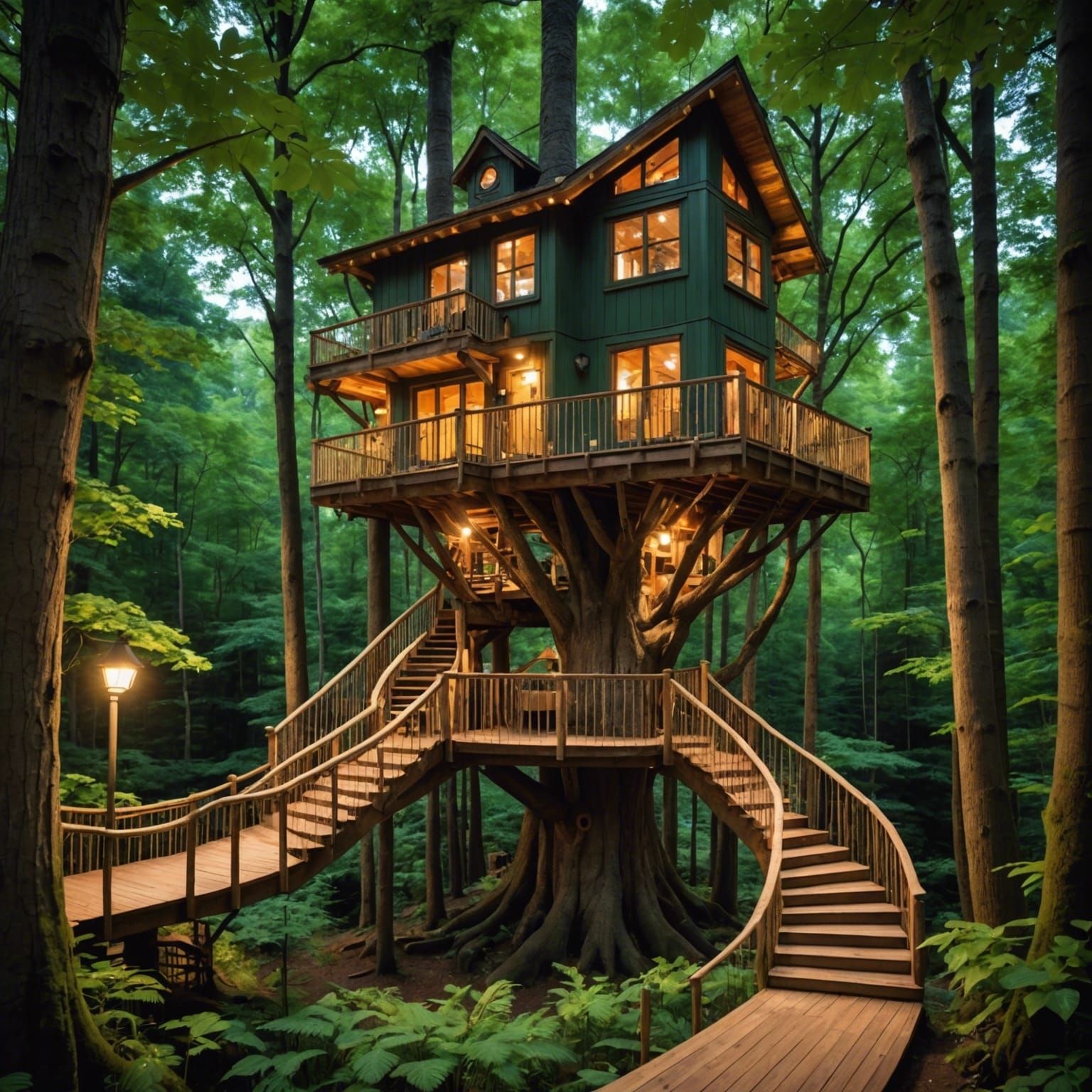 Enchanted Treehouse in Forest: Matte Painting