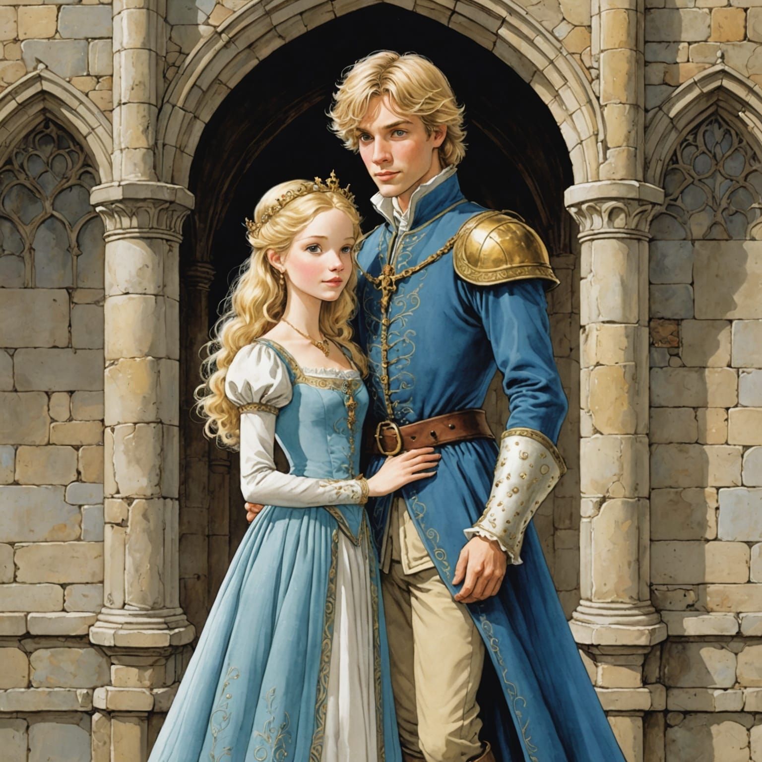 Medieval Prince and Princess in Anime Style