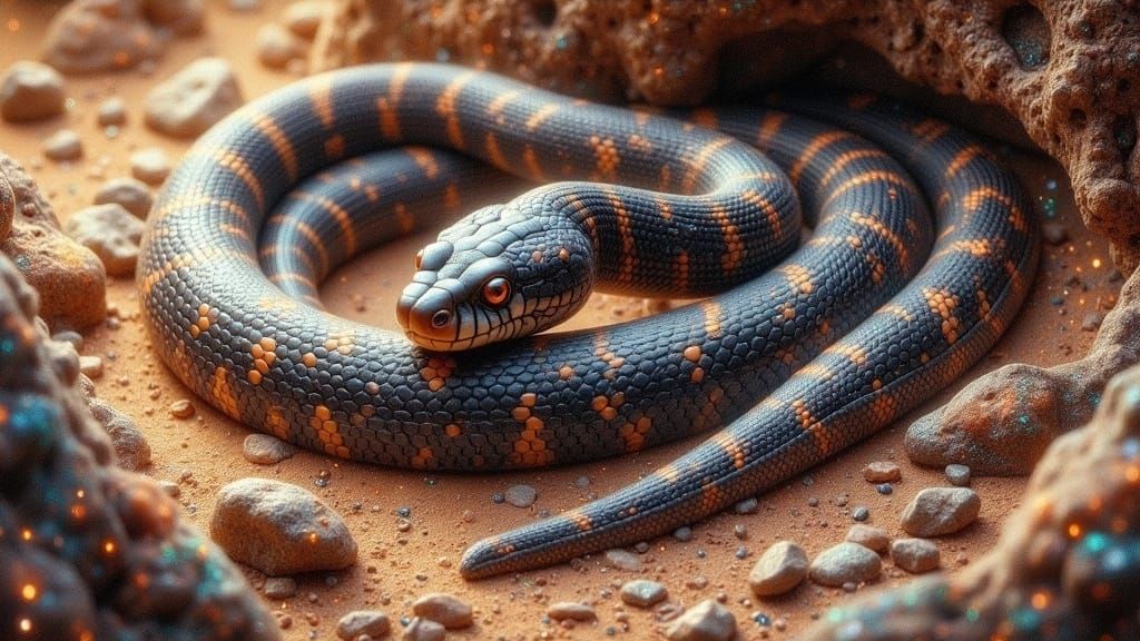Sleek Black Mamba Slithers Through African Savannah