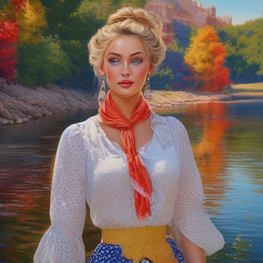 Impressionist Portrait Painting of Woman with Soft Brushstro...