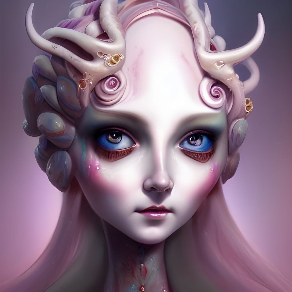Porcelain Doll Goddess of Illithid: Oil Painting