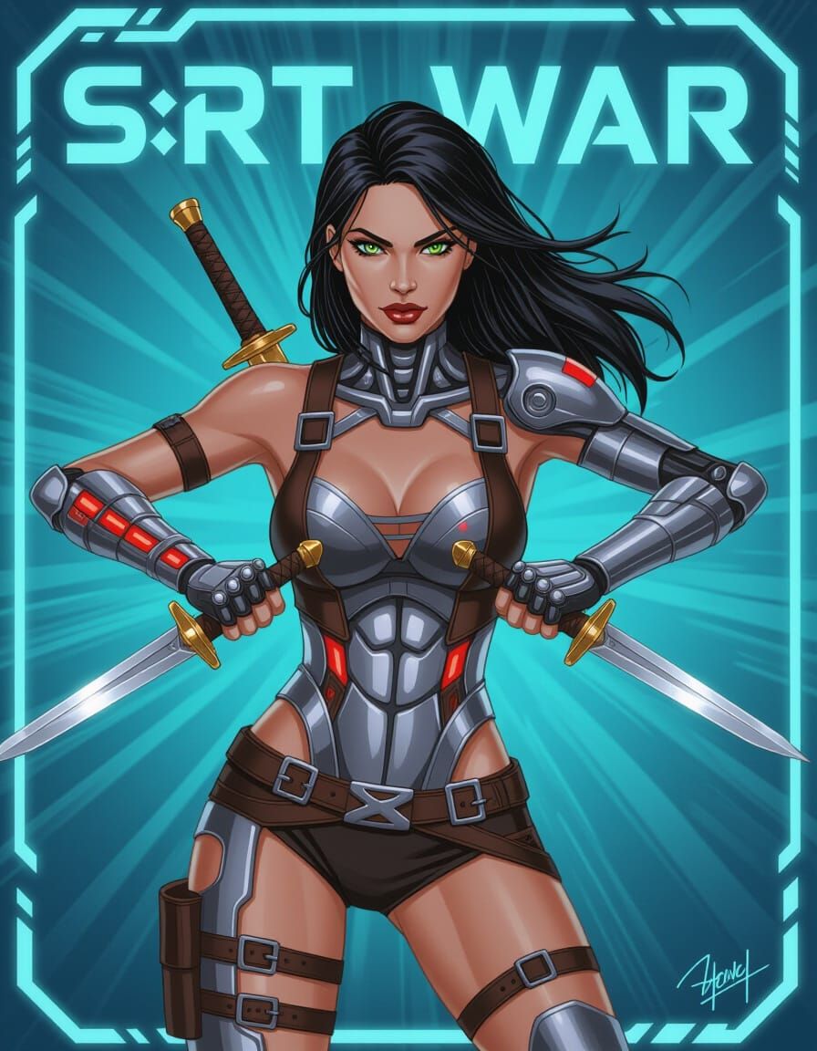 Futuristic Warrior Woman With Wrist Daggers Ready for Battle