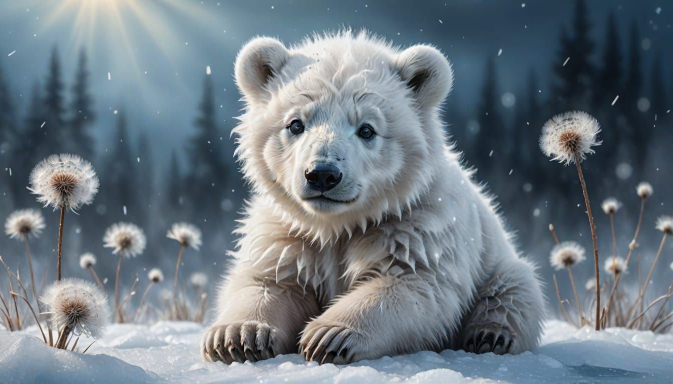 Arctic Bear Cub in Jean-Baptiste Monge Style