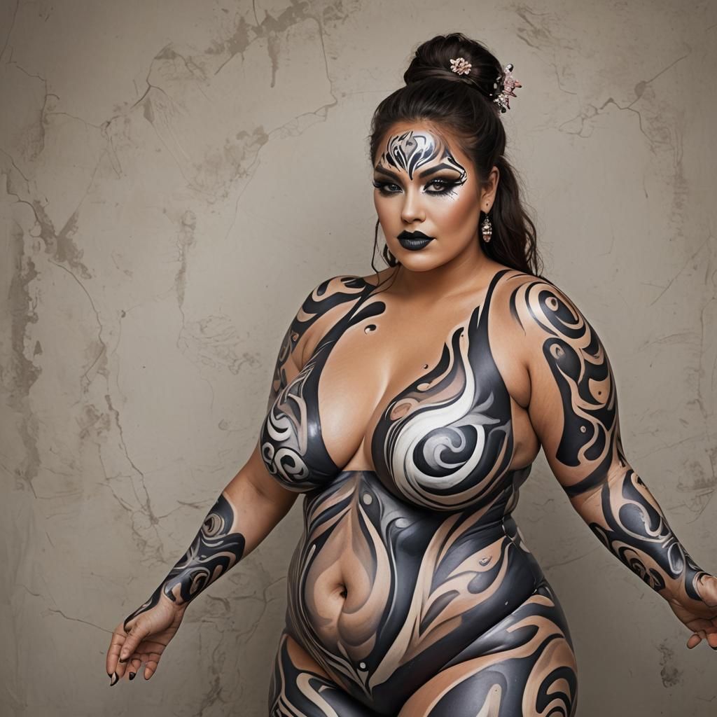 Curvaceous Woman in Body Paint Art