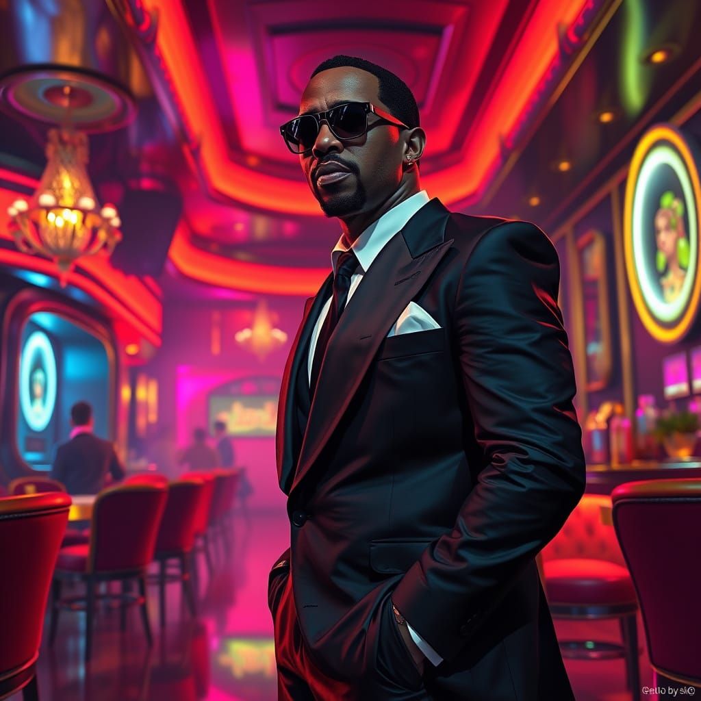 P Diddy in Luxurious Nightclub, Digital Art