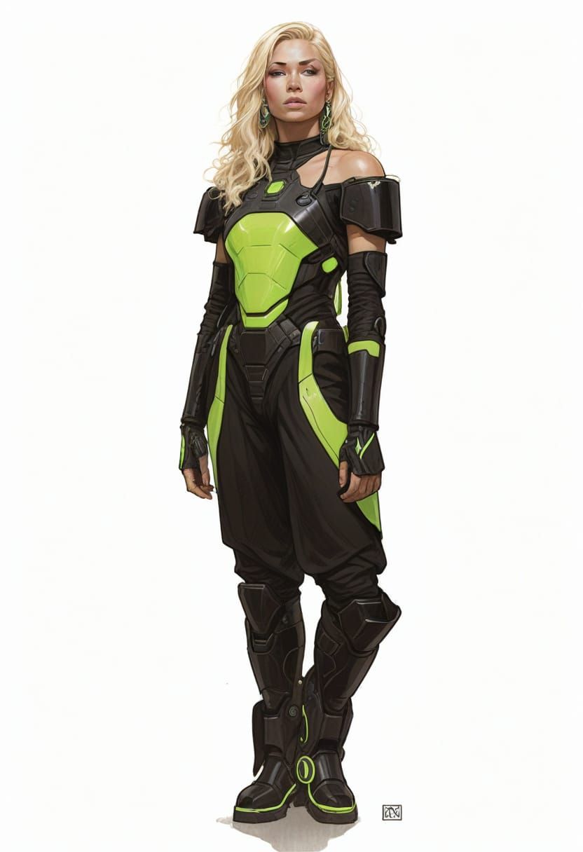 Mayan Sci-Fi Warrior Woman in Power Armor