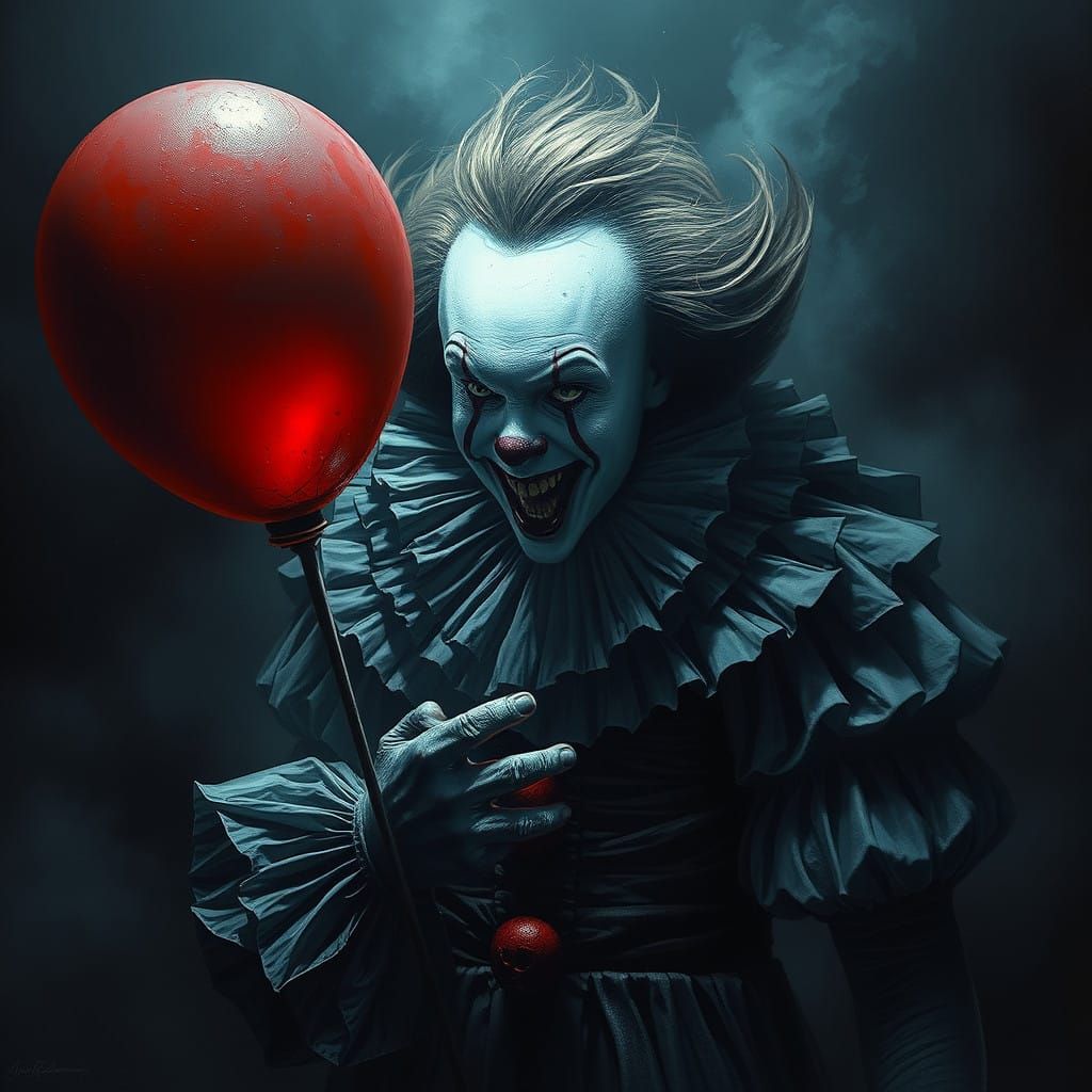 Pennywise in Dark Gothic Horror Style