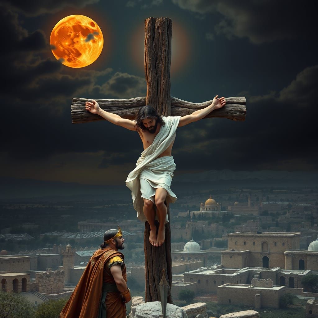Eternal Sacrifice: A Majestic Jesus on the Cross, Surrounded...