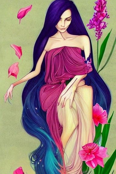 Androgynous Odalisque in Spring Colors