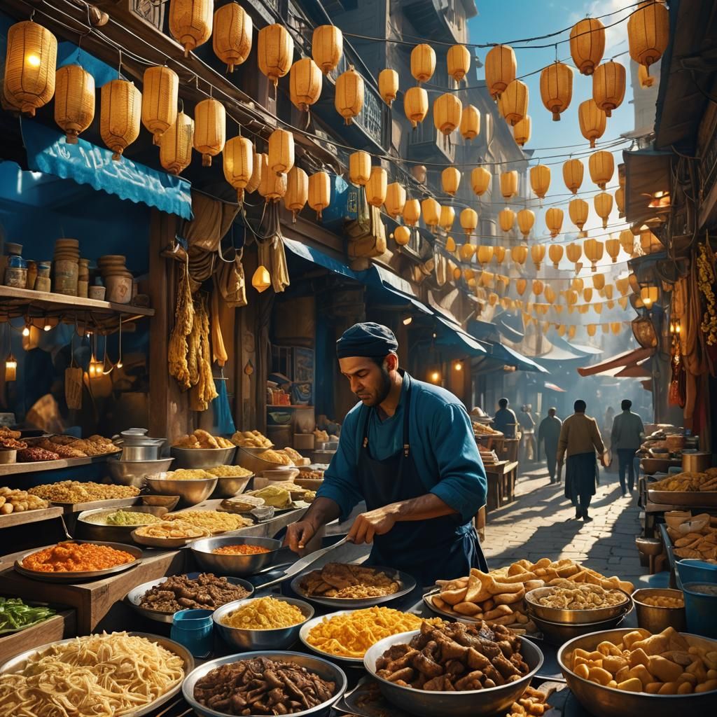 Fantasy Market: Shawarma Stall at Night