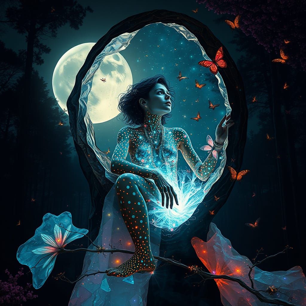 Female Sculptor in 1970s Abstract Art Installation