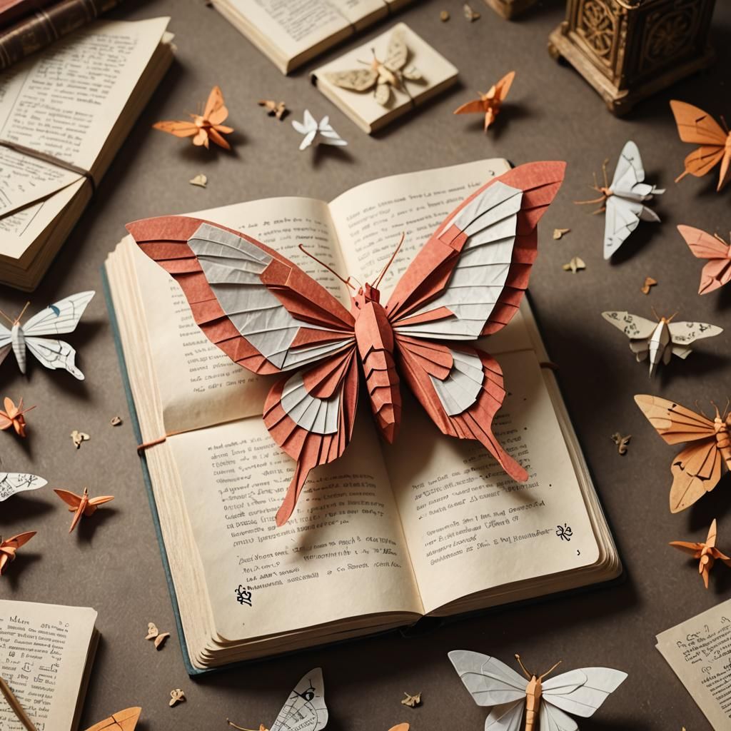 Grimoire Transformation: Papercraft Moth Illustration