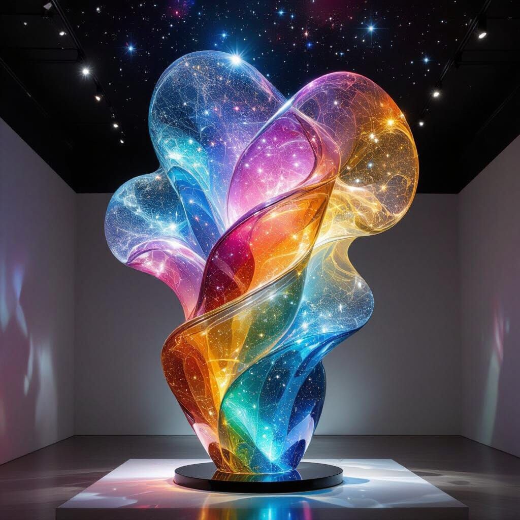 Glass Nebula Sculpture Billows into Cosmic Sky Fine Art