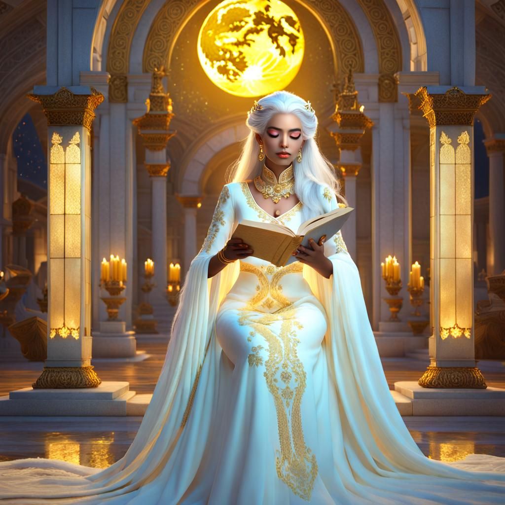 Ethereal Queen Azshara in Neoclassical Setting