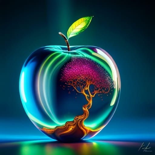 Apple Swarovski Figurine with Cloud Hurricane, Art Nouveau