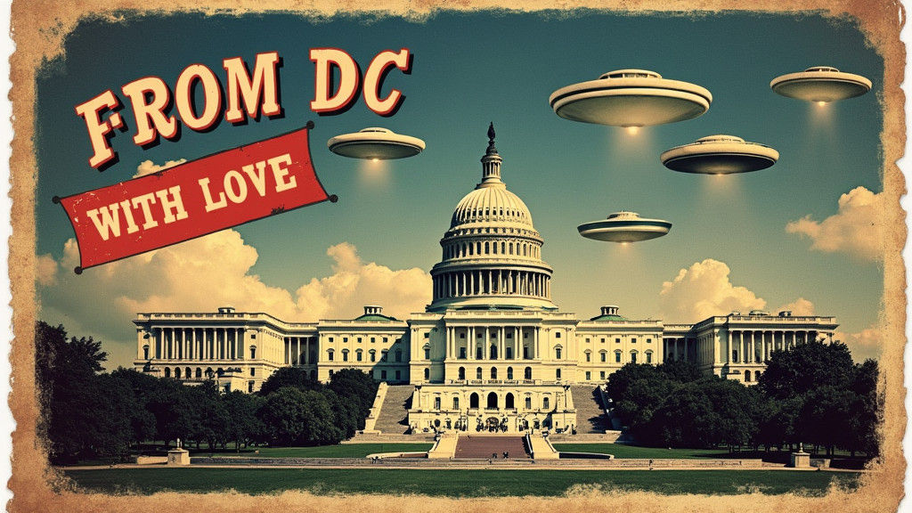 Vintage Postcard: UFO Attack on US Capital