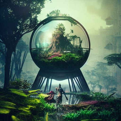 Intricate Terrarium as Fantasy Photomanipulation