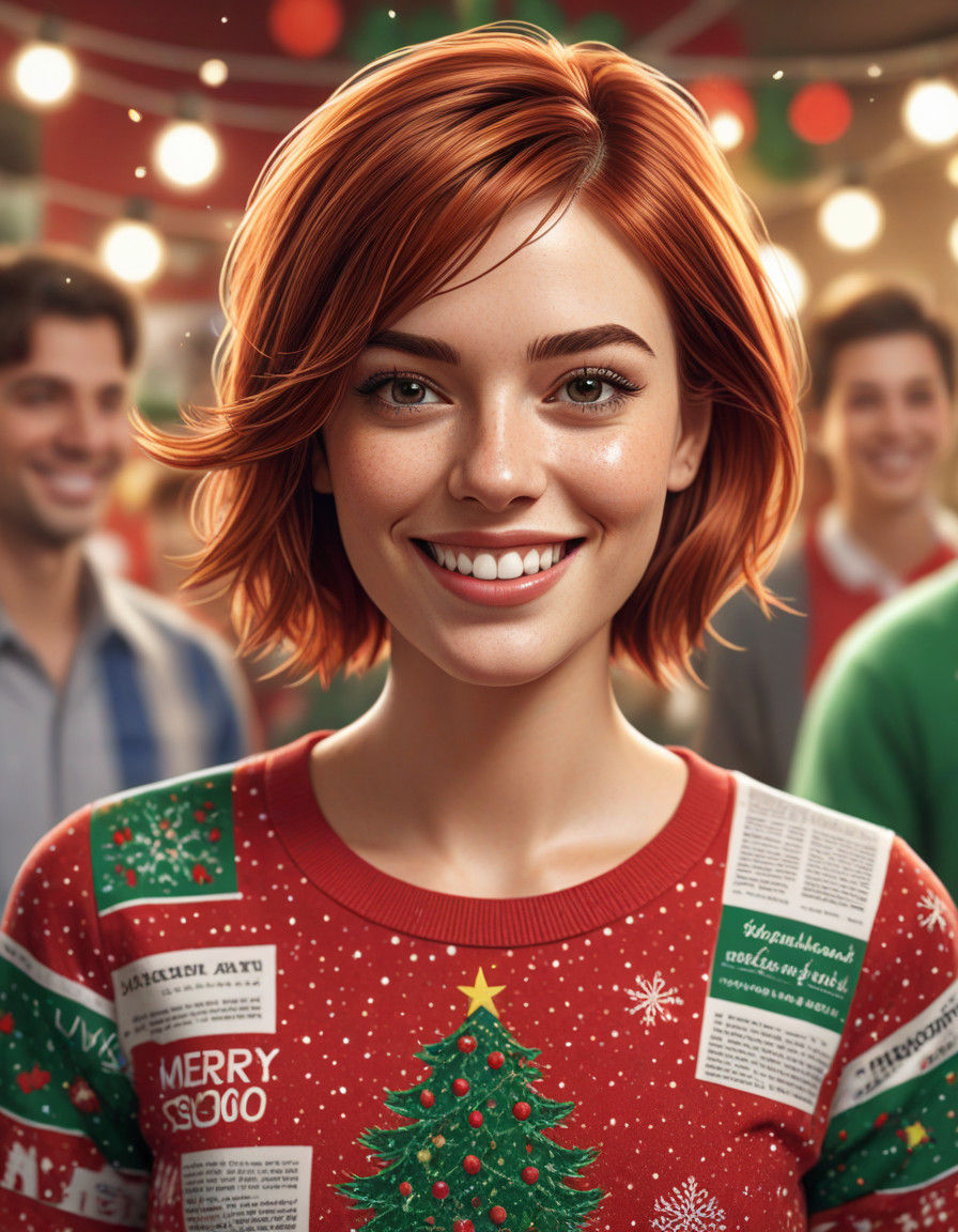 A Festive Newspaper Office Christmas Party in Hyperrealistic...