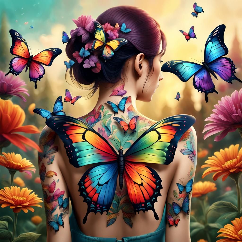 Butterflies and flowers
