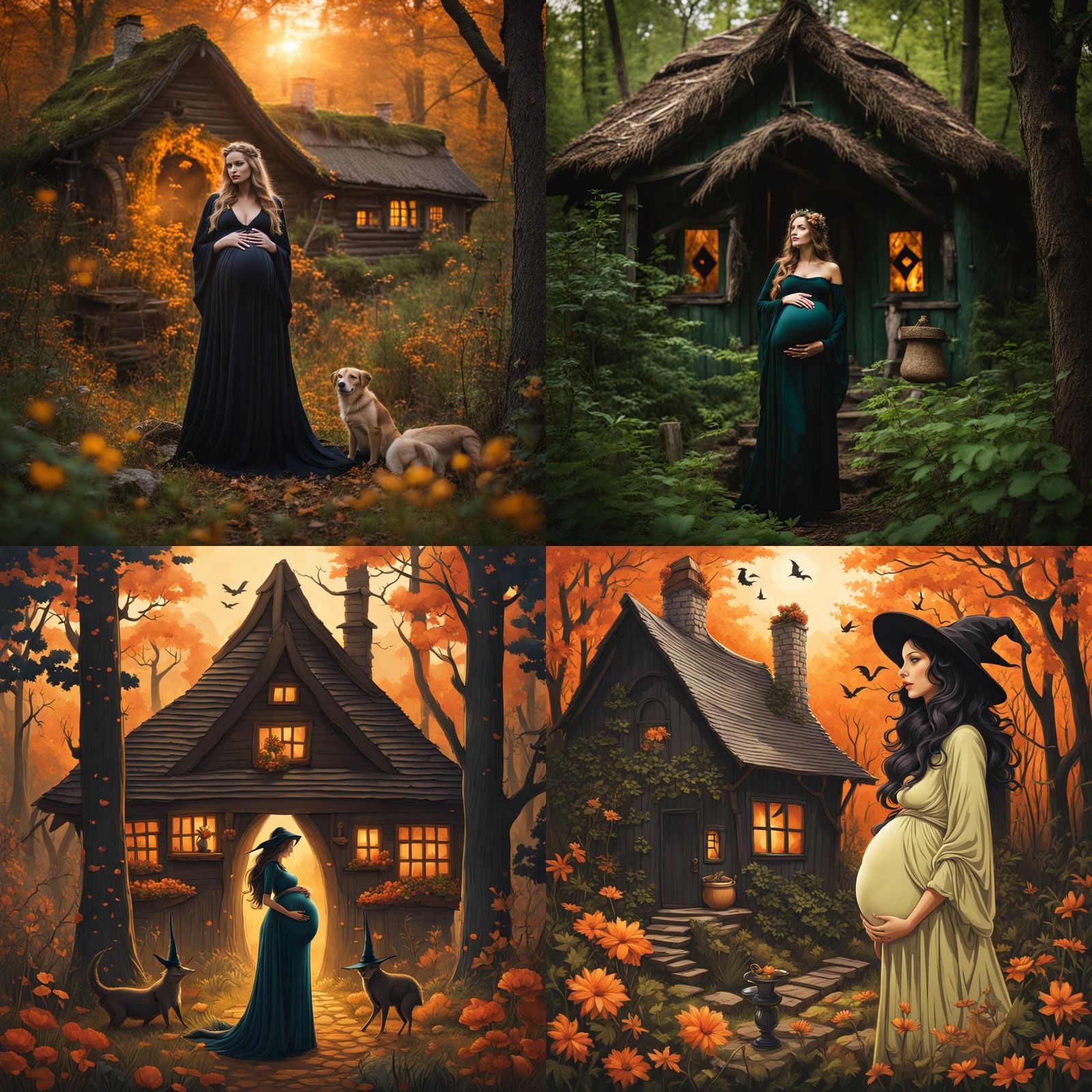 Peaceful Pregnant Witch Hidden in Forest Cottage