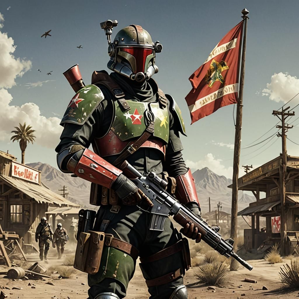 NCR Ranger with Mandalorian Helmet