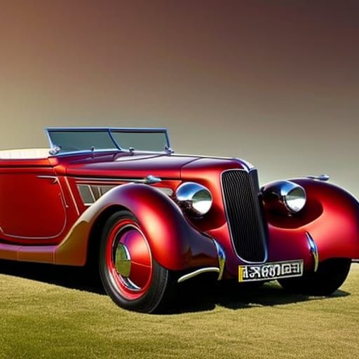 Vintage 1936 Cord Car on Hill: Digital Art