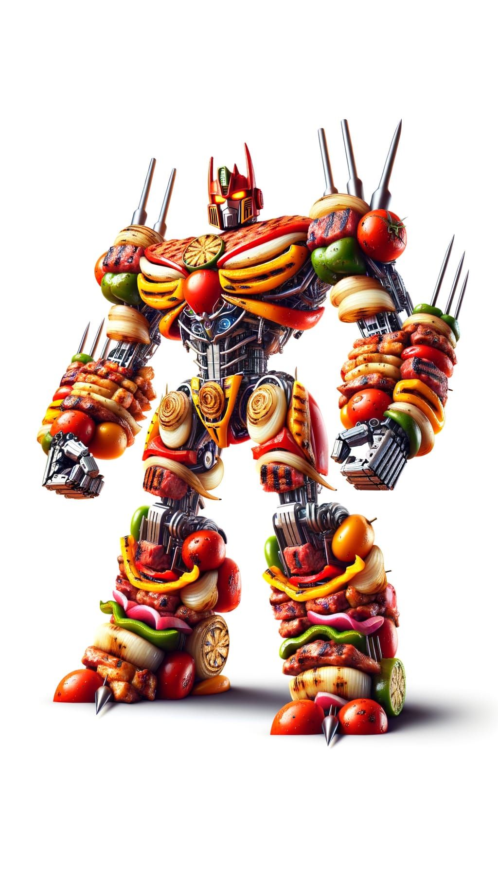 Transformer Robot Made from Mixed Grill Kebab