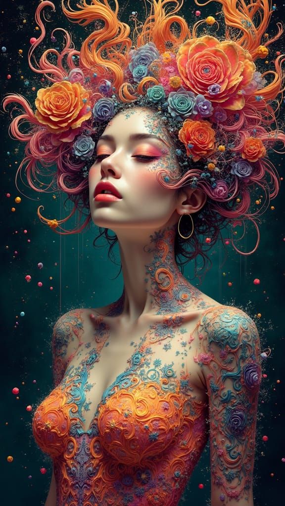 Surreal Woman's Face with Melting Features in Dada Style