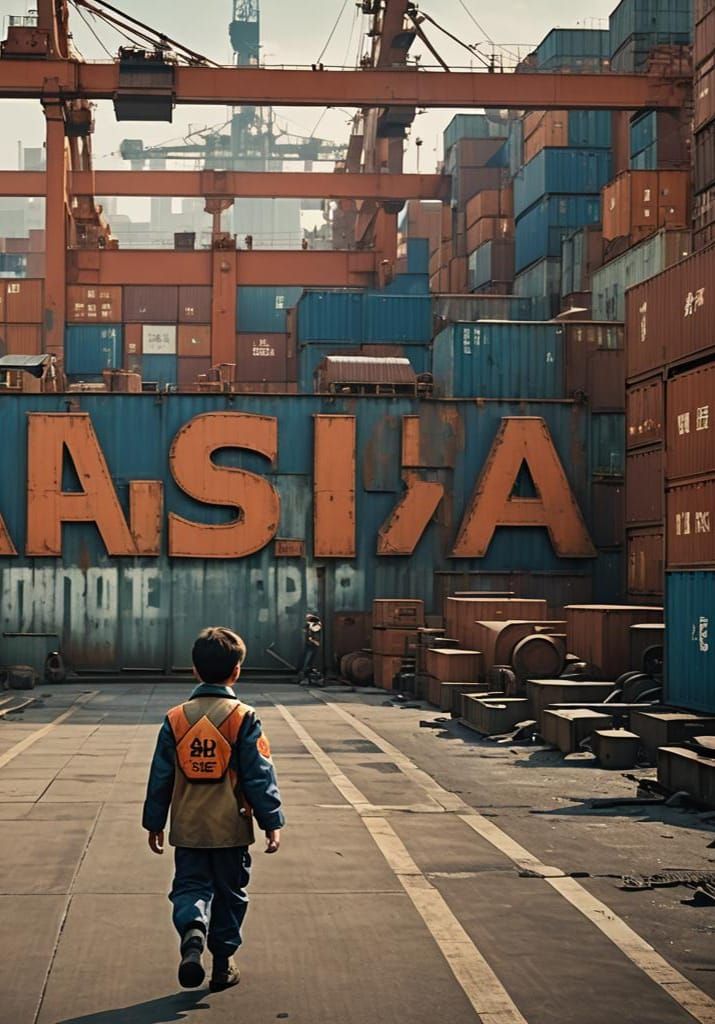 Boy Arriving in Asia: Cinematic Film Still